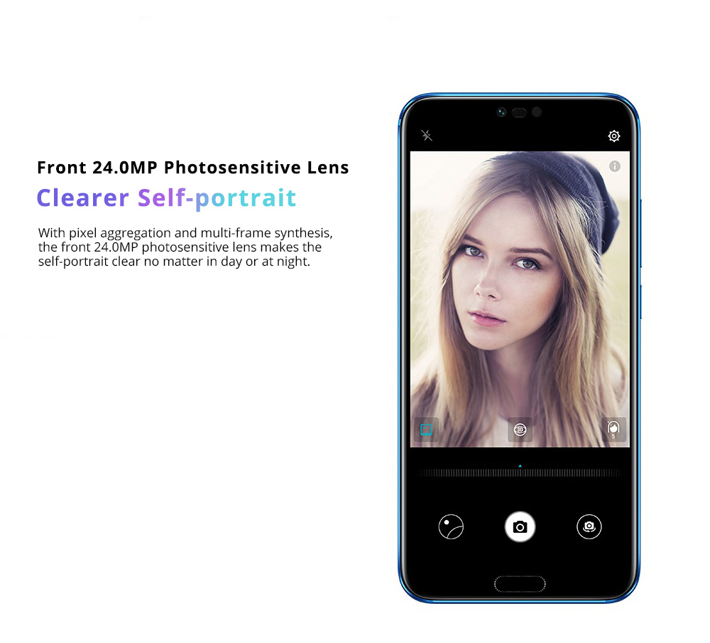 HUAWEI Honor 10 5.84 Inch Smartphone Kirin 970 6GB 128GB 16.0MP+24.0MP Dual Rear Cameras Android 8.1 FHD+ Screen OTG Touch ID Type-C - Blue
