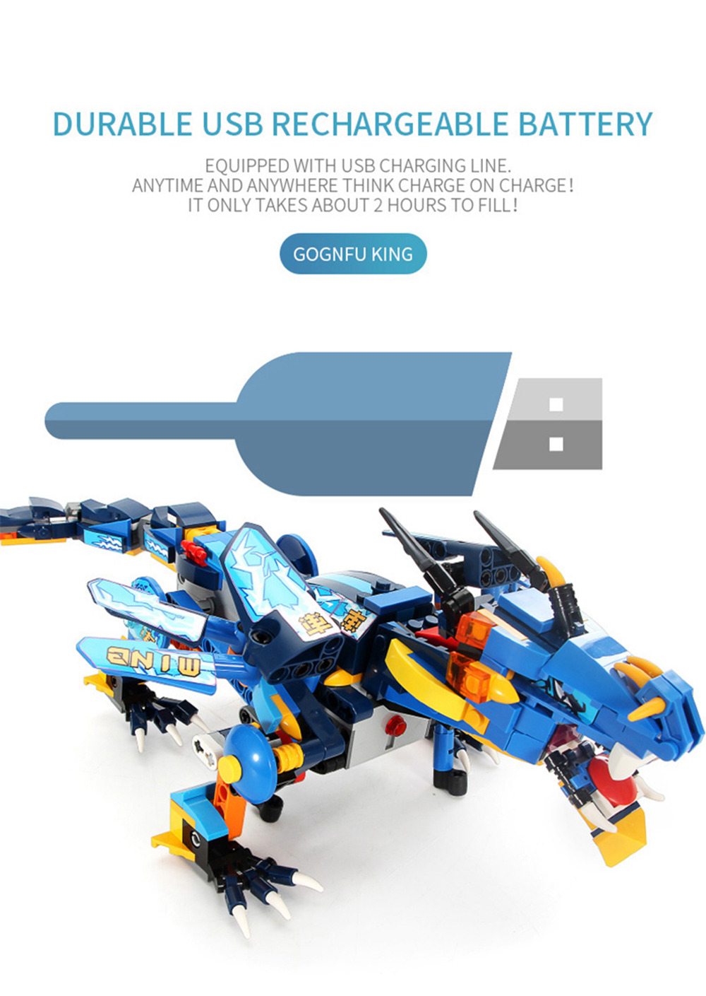 MoFun 13018 2.4G 4CH DIY Smart Remote Control Robot Building Block RC Battle Dragon Toy