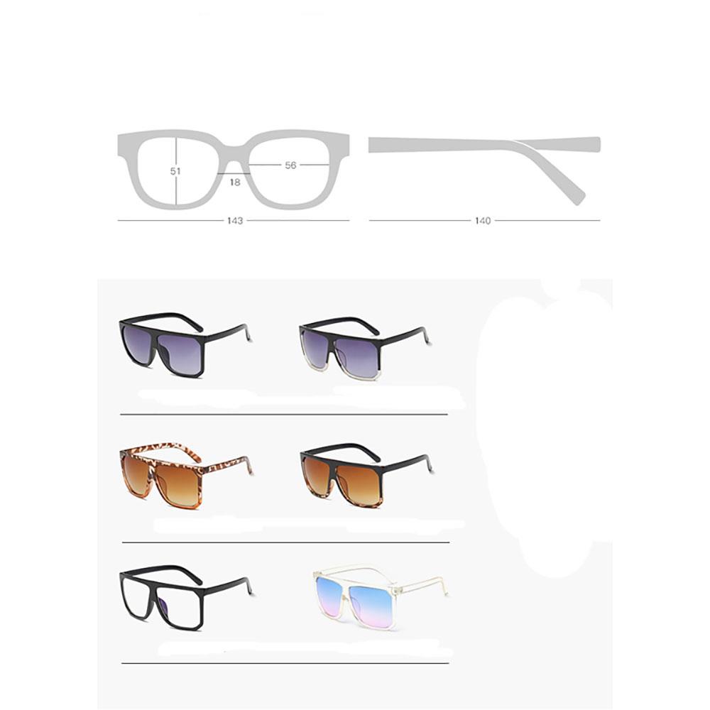 S17027 Unisex Retro Sunglasses General Large Square Gradient Color Lens - Black + Transparent