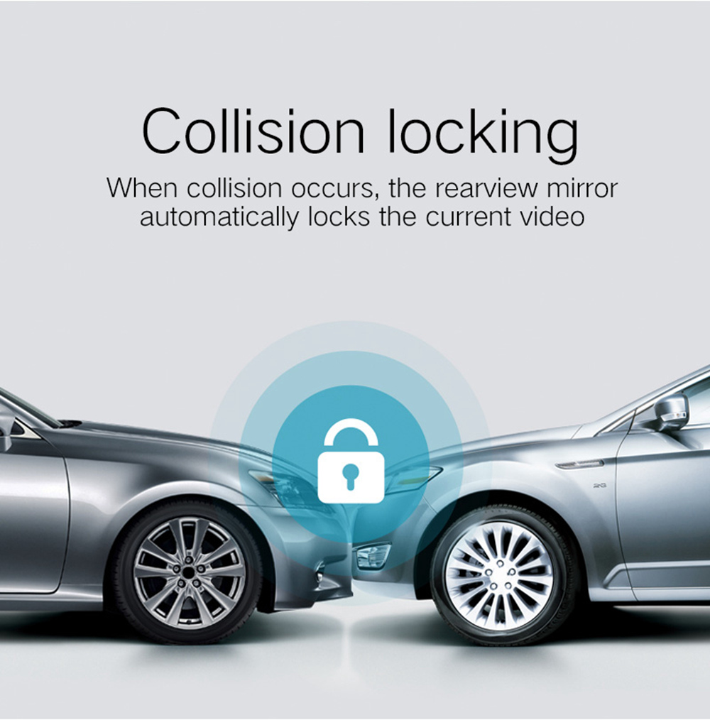 R19 Streaming Media Rearview Mirror Car DVR 9.66 Inch LCD Display 1080P 170 Degree Wide Angle Front And Rear Dual Cameras - Black