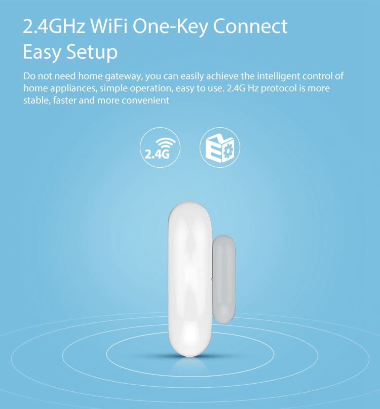 Geekbes WiFi Smart Door Sensor NAS-DS01W Window Sensor Replaceable Battery APP Control PC+ABS - White