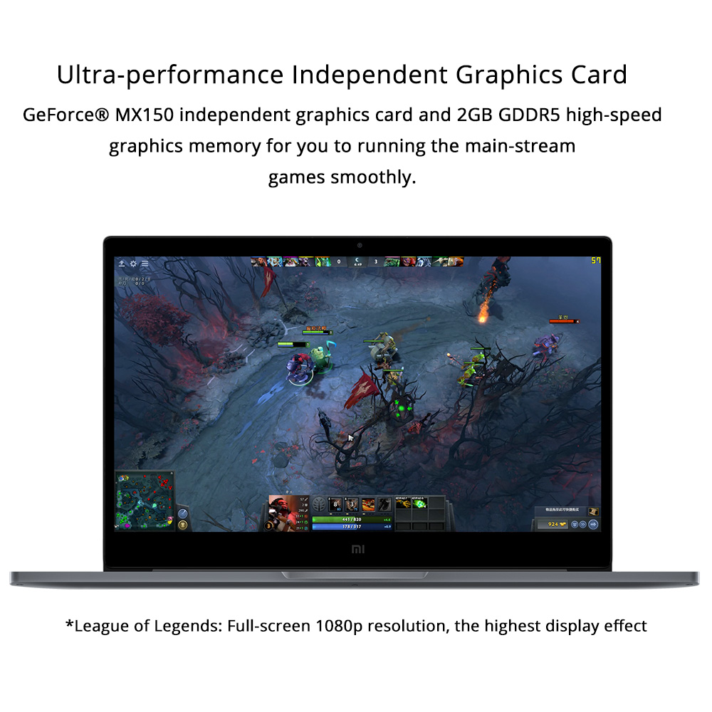 [HK Stock][Official Global Version]Xiaomi Mi Notebook Air 13.3" Enhanced Edition 1920*1080 Intel Core i5-8250U Quad Core 8GB DDR4 256GB SSD NVIDIA GeForce MX150 Fingerprints - Gray