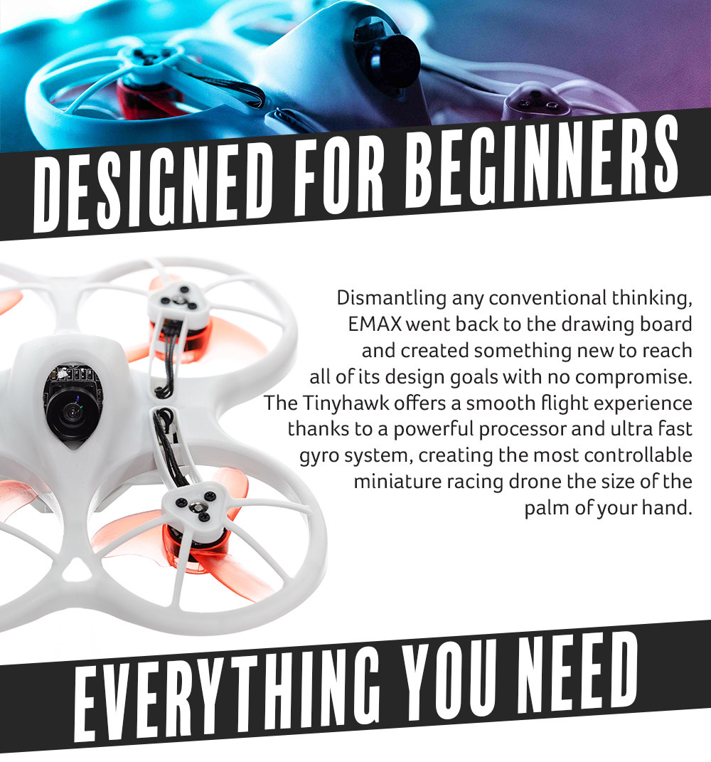 Emax TinyHawk 75mm Brushless FPV Racing Drone Unique Inverted Motor Design F4 FC 3A 4In1 ESC Frsky Receiver with Goggles