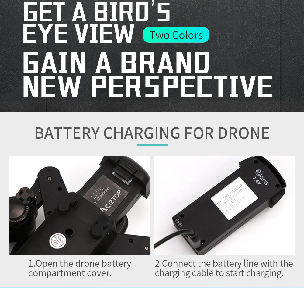 JJRC H78G 1080P GPS  5G WiFi FPV Foldable RC Drone Follow Me Mode RTF - Black