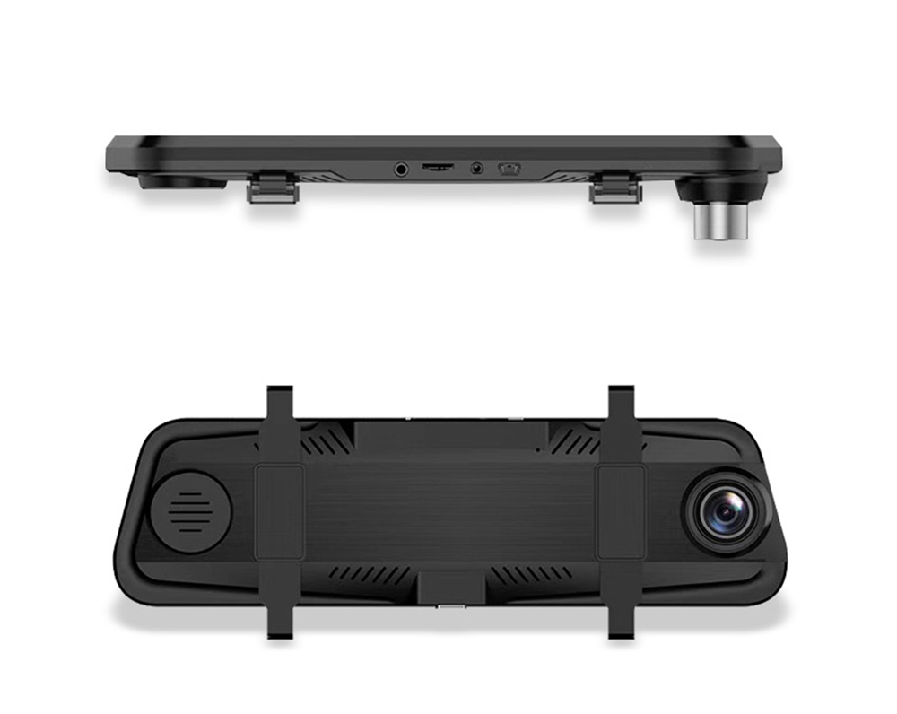 R19 Streaming Media Rearview Mirror Car DVR 9.66 Inch LCD Display 1080P 170 Degree Wide Angle Front And Rear Dual Cameras - Black