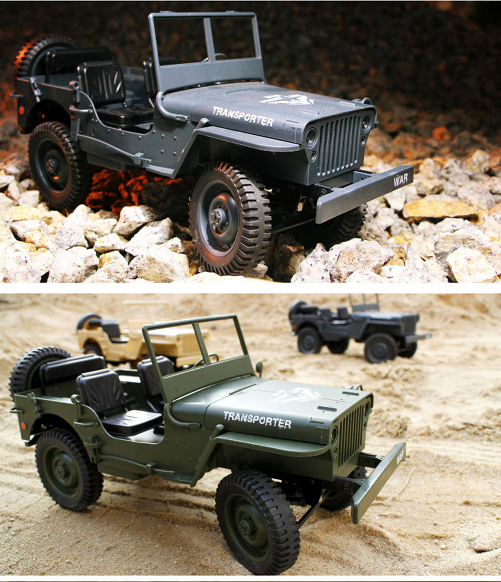 JJRC Q65 Transporter-6 2.4G 1:10 4WD Convertible Jeep Off-road RC Car Military Truck RTR - Khaki