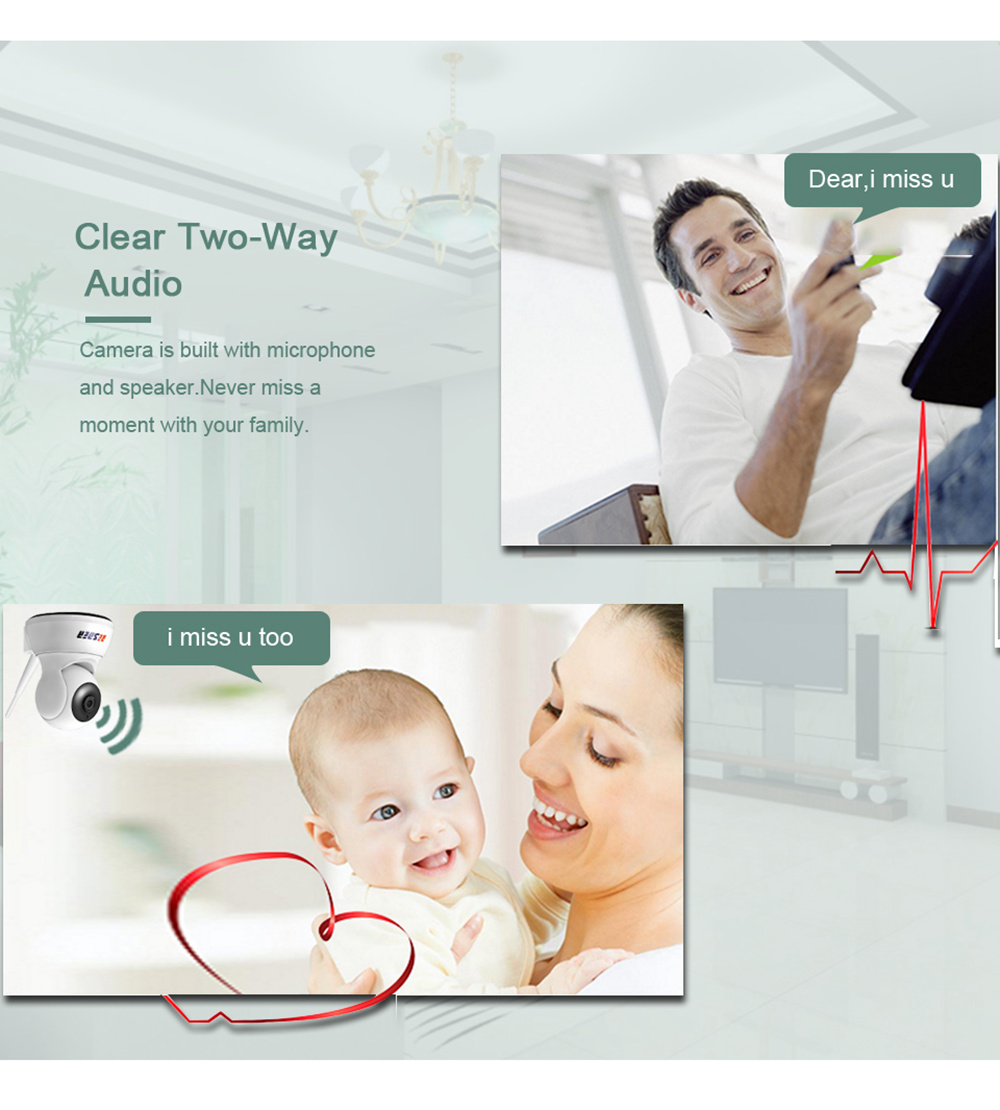 BESDER BES-N703F HD 720P Home Security Wifi IP Camera Two-way Audio Night Vision Baby Monitor - White US Plug