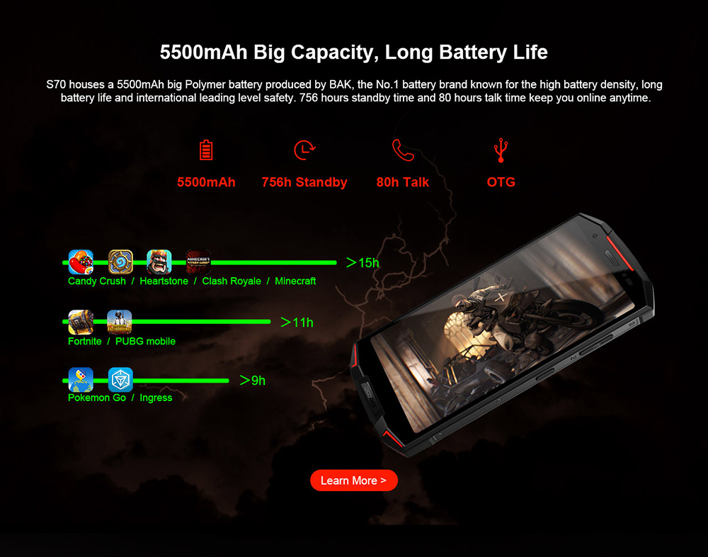[HK Stock]DOOGEE S70 5.99 Inch 4G LTE Smartphone Helio P23 6GB 64GB 12.0MP+5.0MP Dual Rear Cameras Android 8.1 IP68 Fast Charge NFC - Red