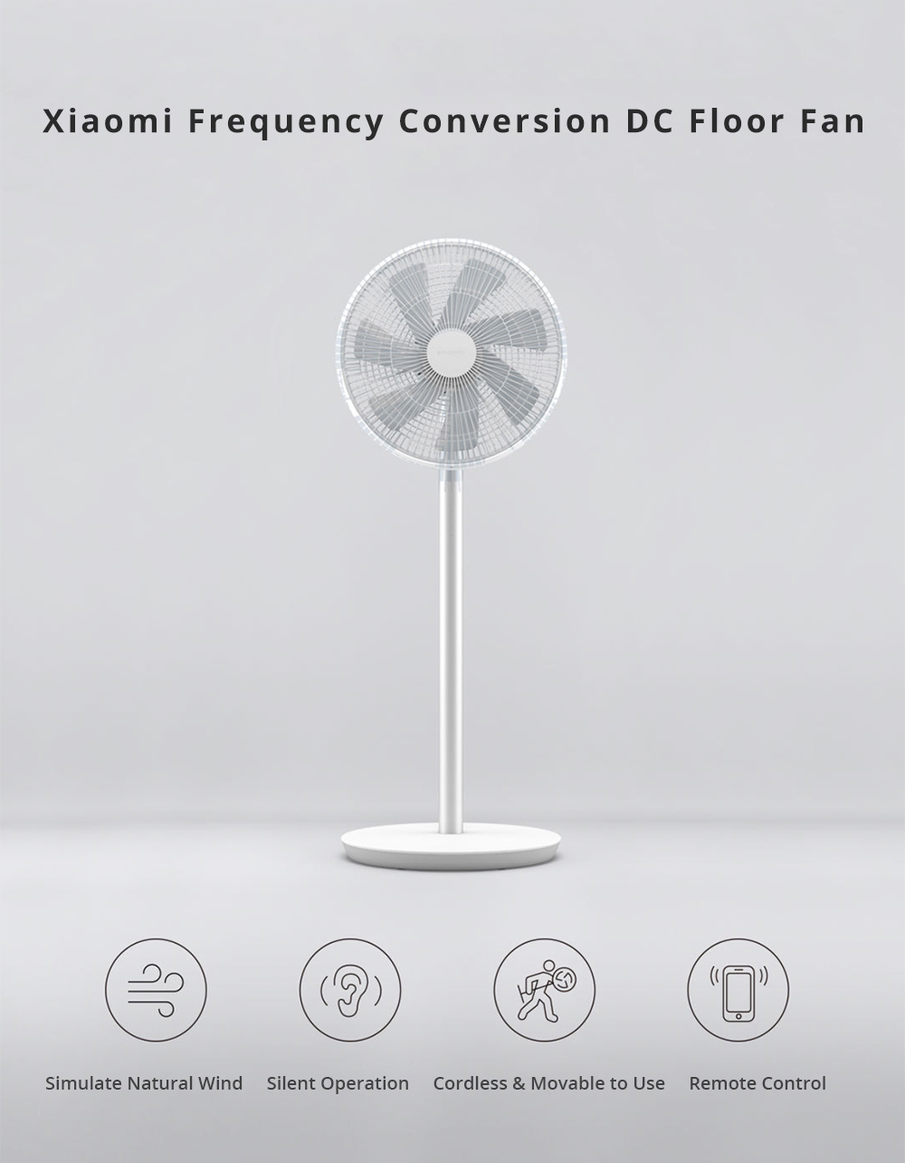 Xiaomi Smartmi Natural Wind Frequency Conversion DC Floor Fan WiFi APP Remote Control Built-in Battery Fan - White