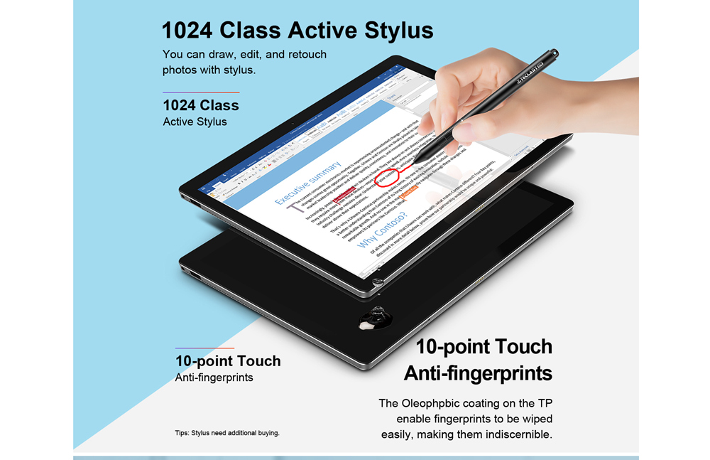 Teclast X6 Pro 2 in 1 Tablet PC Intel Core m3-7Y30 Dual Core 12.6" IPS 3K 2880*1920 8GB RAM 256GB SSD Windows 10 - Silver