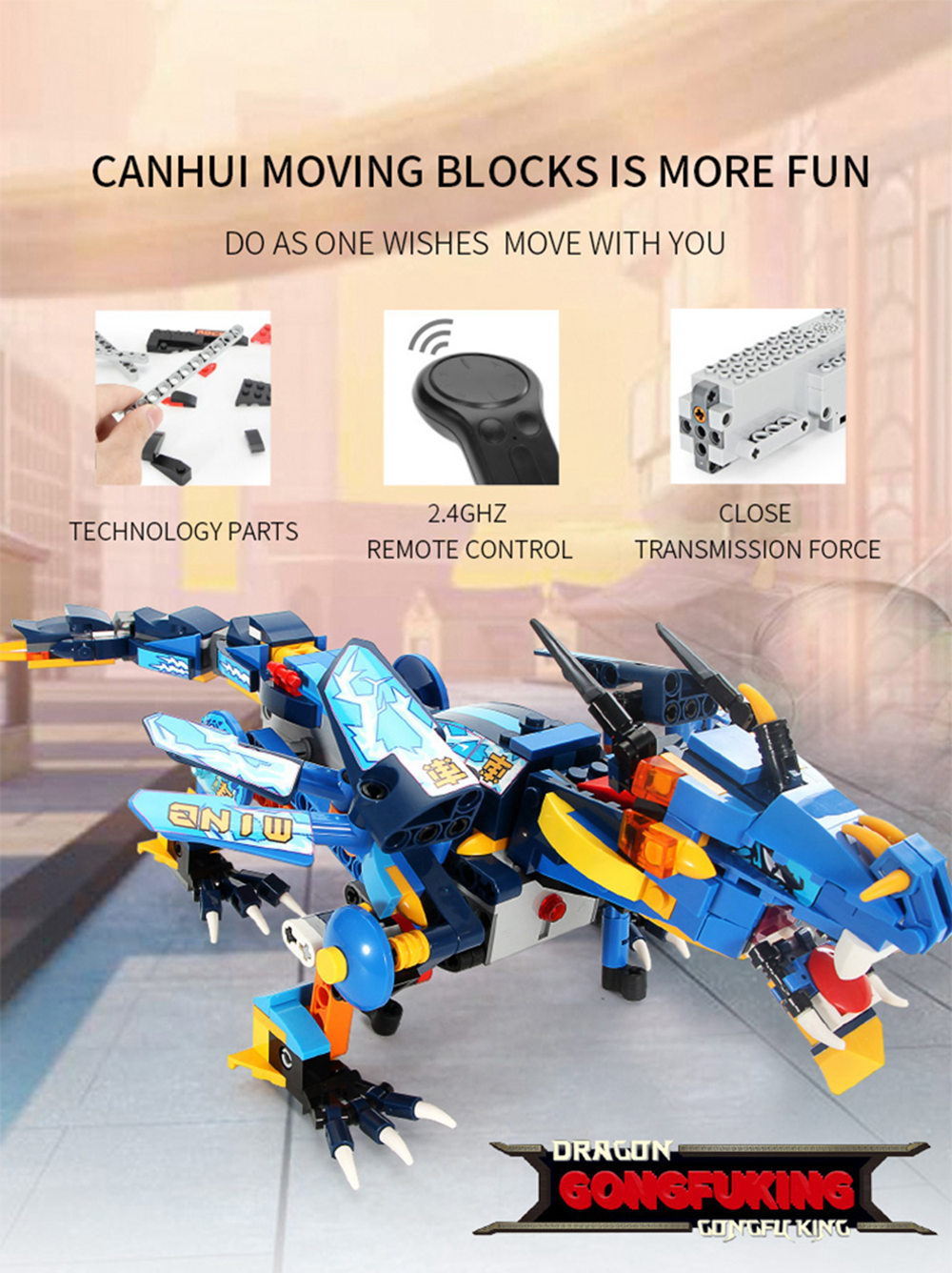 MoFun 13018 2.4G 4CH DIY Smart Remote Control Robot Building Block RC Battle Dragon Toy