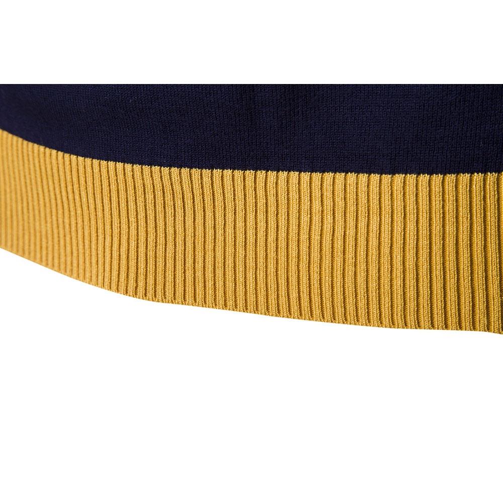 C03 Men Casual Autumn Winter Warm Round Neck Sweater Size M - Yellow