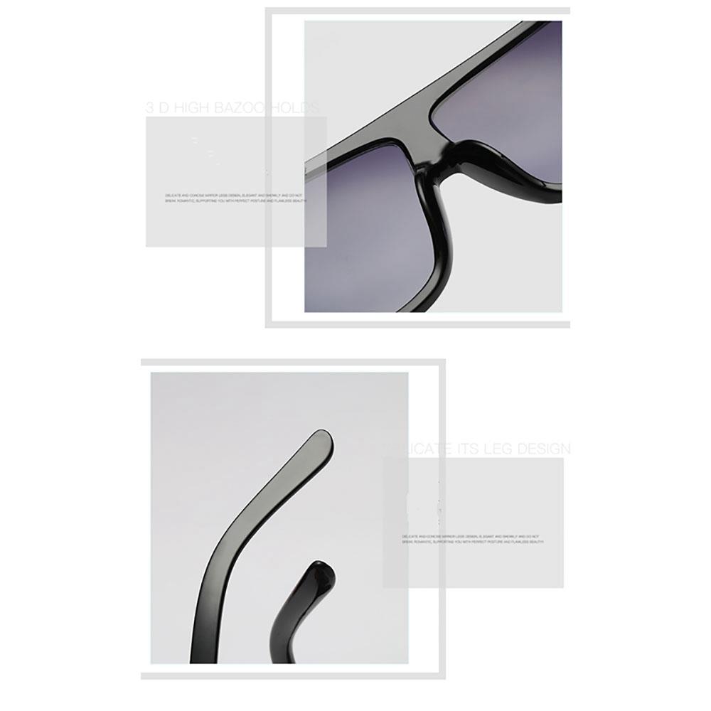 S17027 Unisex Retro Sunglasses General Large Square Gradient Color Lens - Black + Transparent