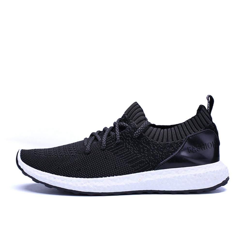 Men Casual Knitted Sneakers Lace-up Sports Shoes EU42 - Black