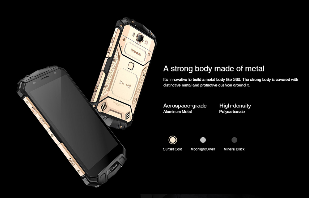 [HK Stock]DOOGEE S60 5.2 Inch 4G LTE Smartphone Helio P25 6GB 64GB 21.0MP Rear Camera Android 7.0 IP68 Fast Charge NFC - Black
