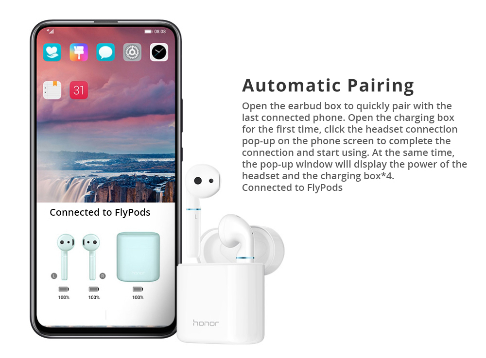 HUAWEI Honor FlyPods TWS Earbuds Bluetooth 5.0 Touch Control IP54 Water-resistant - Blue