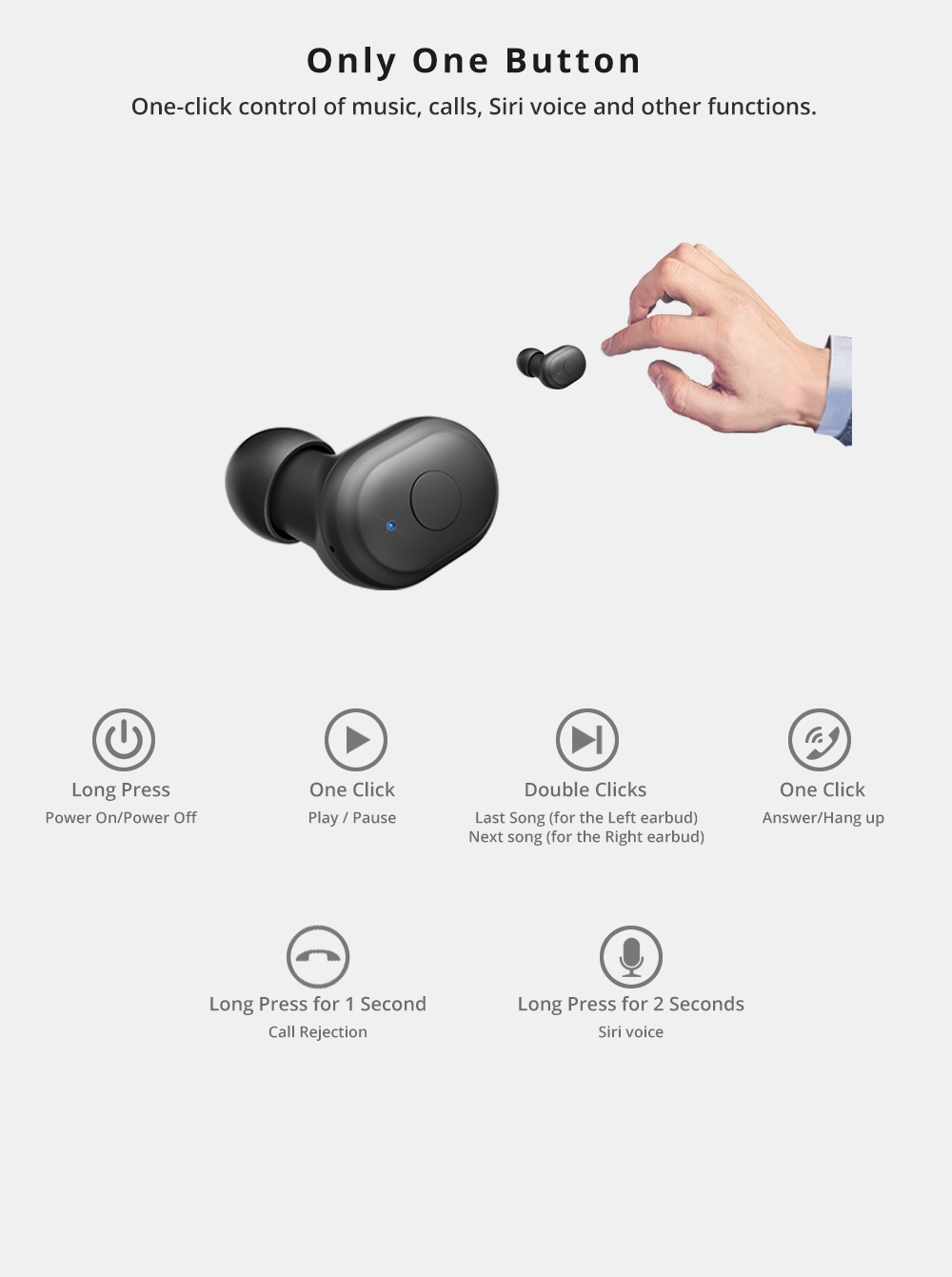 T11 Wireless Earbuds Bluetooth 5.0 Stereo Sound Black