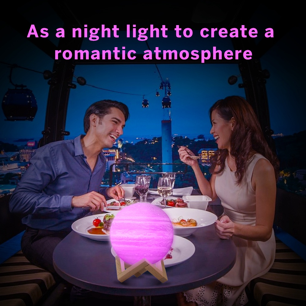 Geekbes 3D LED Jupiter Light Diameter 10cm Colorful Hit to Control Nightlights Creative Gifts - White