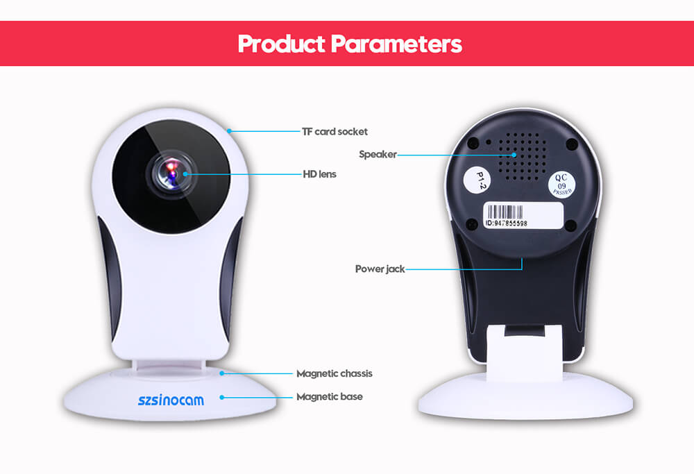SN-IPC-3002FSW10 Panoramic Smart Wireless IP Camera Motion Detection Automatic Alarm - White