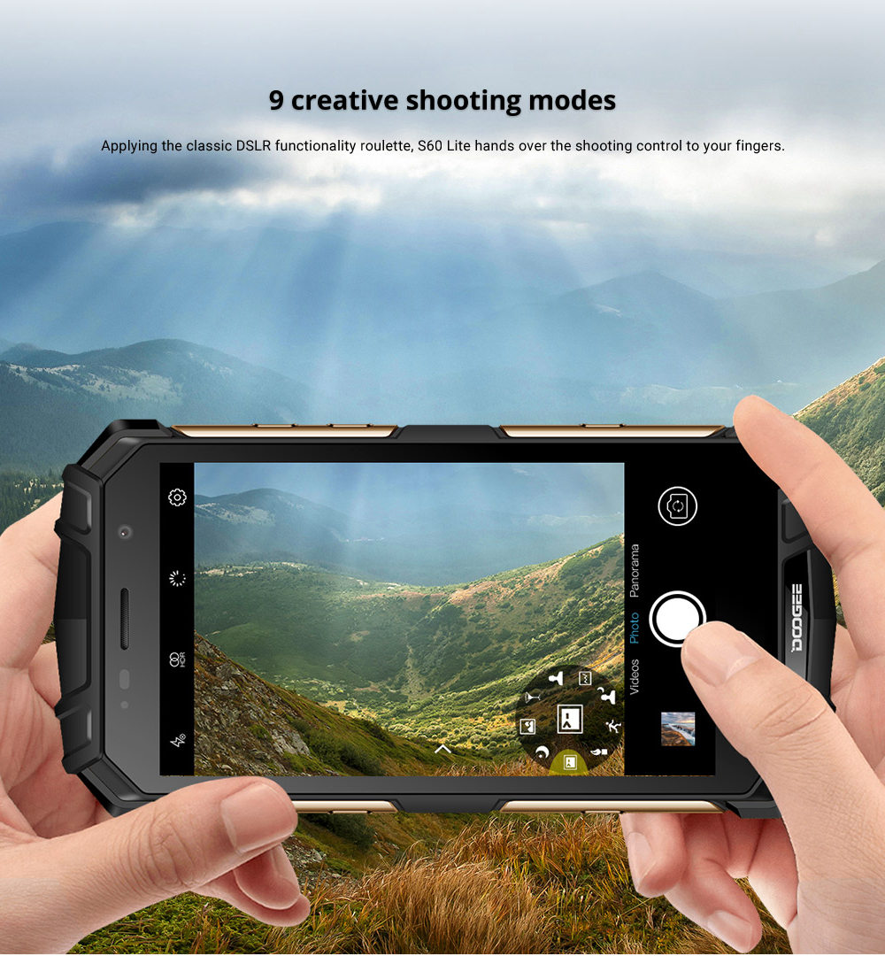 [HK Stock]DOOGEE S60 Lite 5.2 Inch 4G LTE Smartphone MT6750T 4GB 32GB 16.0MP Rear Camera Android 8.1 IP68 Wireless Charge NFC - Black