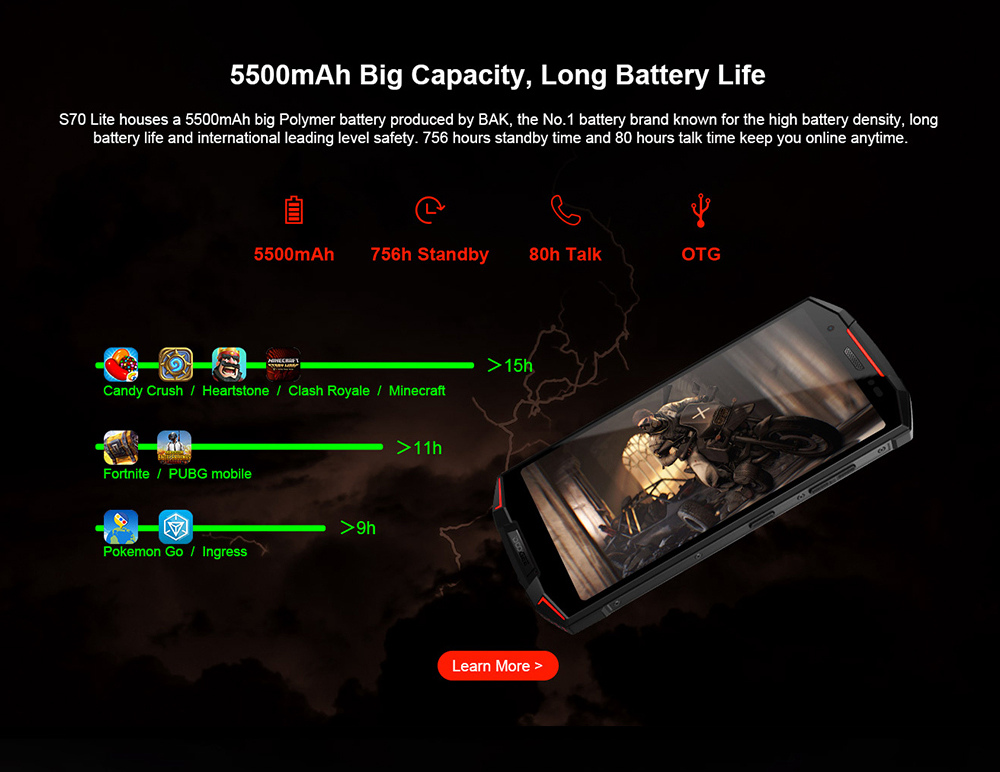 [HK Stock]DOOGEE S70 Lite 5.99 Inch 4G LTE Smartphone Helio P23 4GB 64GB 13.0MP+8.0MP Dual Rear Cameras Android 8.1 IP68 Wireless Charge NFC - Red