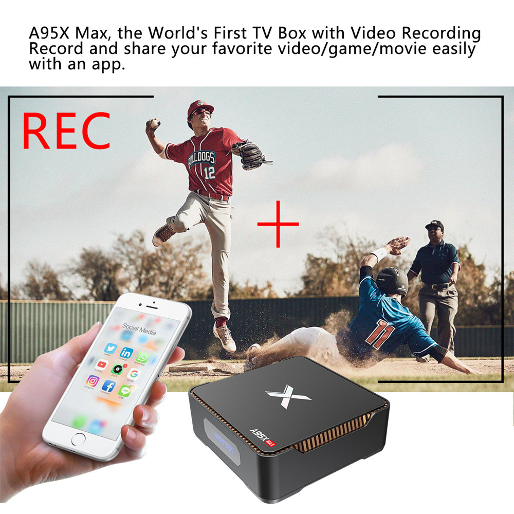 A95X MAX S905X2 Android 8.1 4GB DDR4 64GB eMMC 4K TV Box with LED Display Dual Band WiFi Bluetooth Gigabit LAN Support SATA HDD USB3.0*3