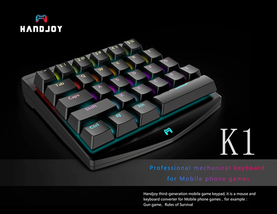 Handjoy K1 Bluetooth RGB Mechanical Keyboard 28 Keys Blue Switches for Android/IOS Mobile Devices - Black