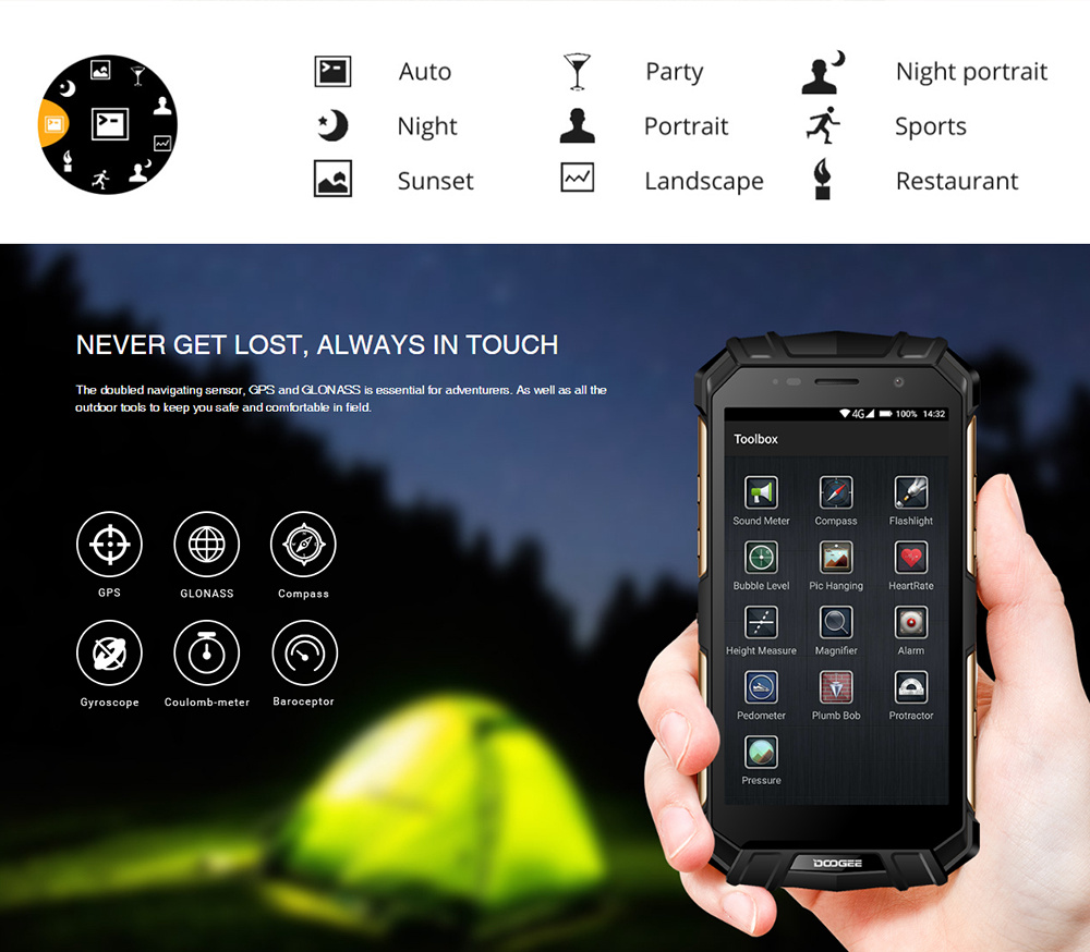 [HK Stock]DOOGEE S60 5.2 Inch 4G LTE Smartphone Helio P25 6GB 64GB 21.0MP Rear Camera Android 7.0 IP68 Fast Charge NFC - Black