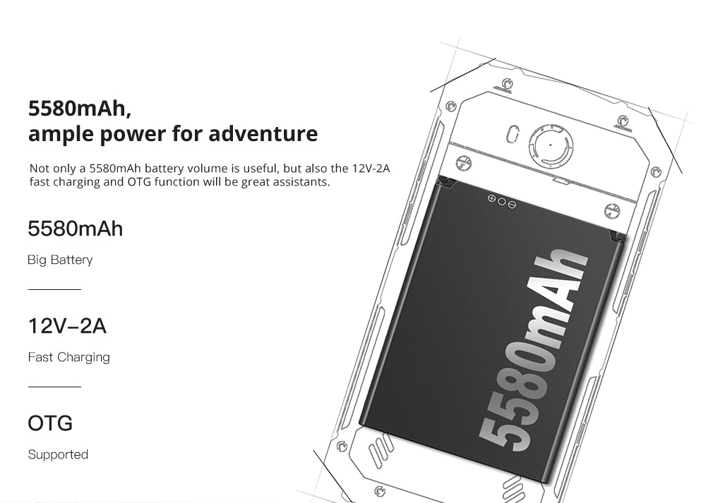 [HK Stock]DOOGEE S60 Lite 5.2 Inch 4G LTE Smartphone MT6750T 4GB 32GB 16.0MP Rear Camera Android 8.1 IP68 Wireless Charge NFC - Silver