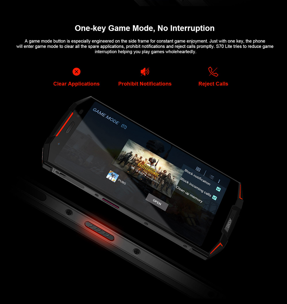 [HK Stock]DOOGEE S70 Lite 5.99 Inch 4G LTE Smartphone Helio P23 4GB 64GB 13.0MP+8.0MP Dual Rear Cameras Android 8.1 IP68 Wireless Charge NFC - Red