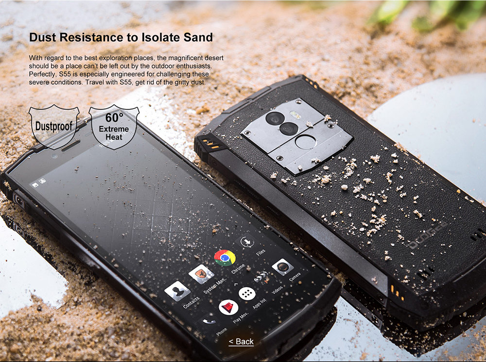 [HK Stock]DOOGEE S55 5.5 Inch 4G LTE Smartphone MT6750T 4GB 64GB 13.0MP+8.0MP Dual Rear Cameras Android 8.0 IP68 Fast Charge Touch ID - Black