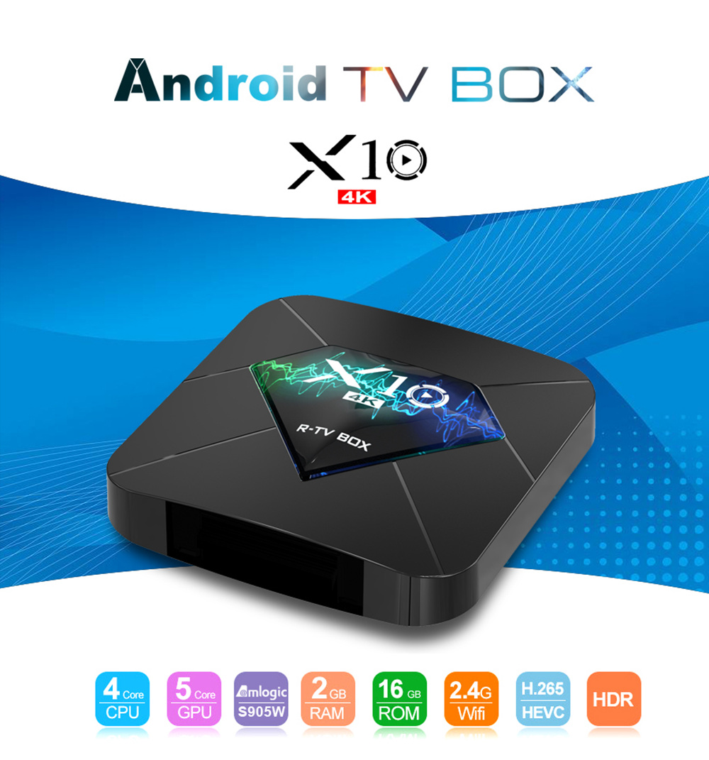 R-TV BOX X10 Amlogic S905W 2GB/16GB 4K Android TV Box WiFi LAN