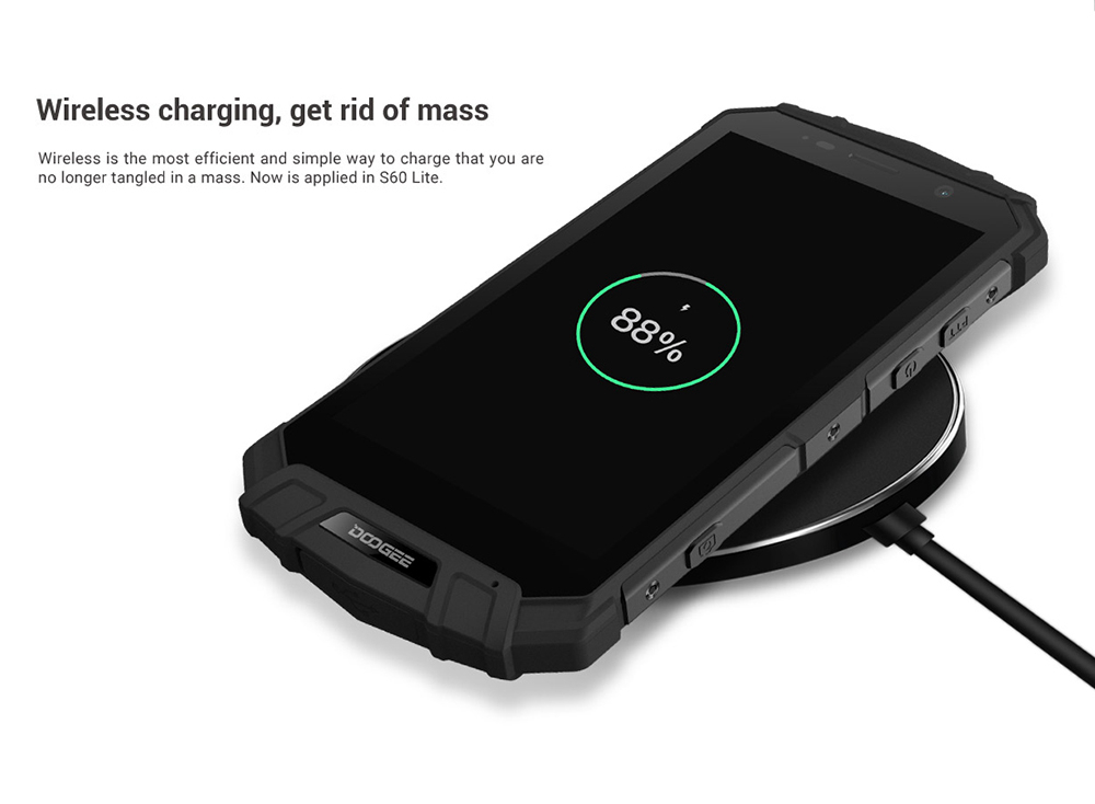 [HK Stock]DOOGEE S60 Lite 5.2 Inch 4G LTE Smartphone MT6750T 4GB 32GB 16.0MP Rear Camera Android 8.1 IP68 Wireless Charge NFC - Black