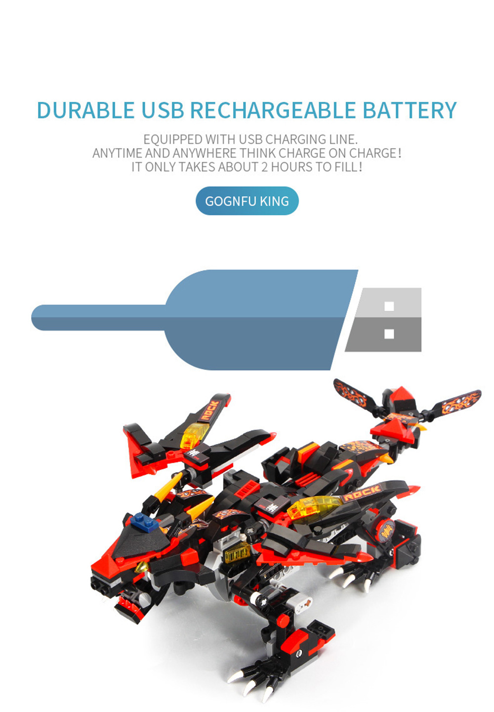 MoFun 13021 2.4G 4CH DIY Smart Remote Control Robot Building Block RC Battle Dragon Toy