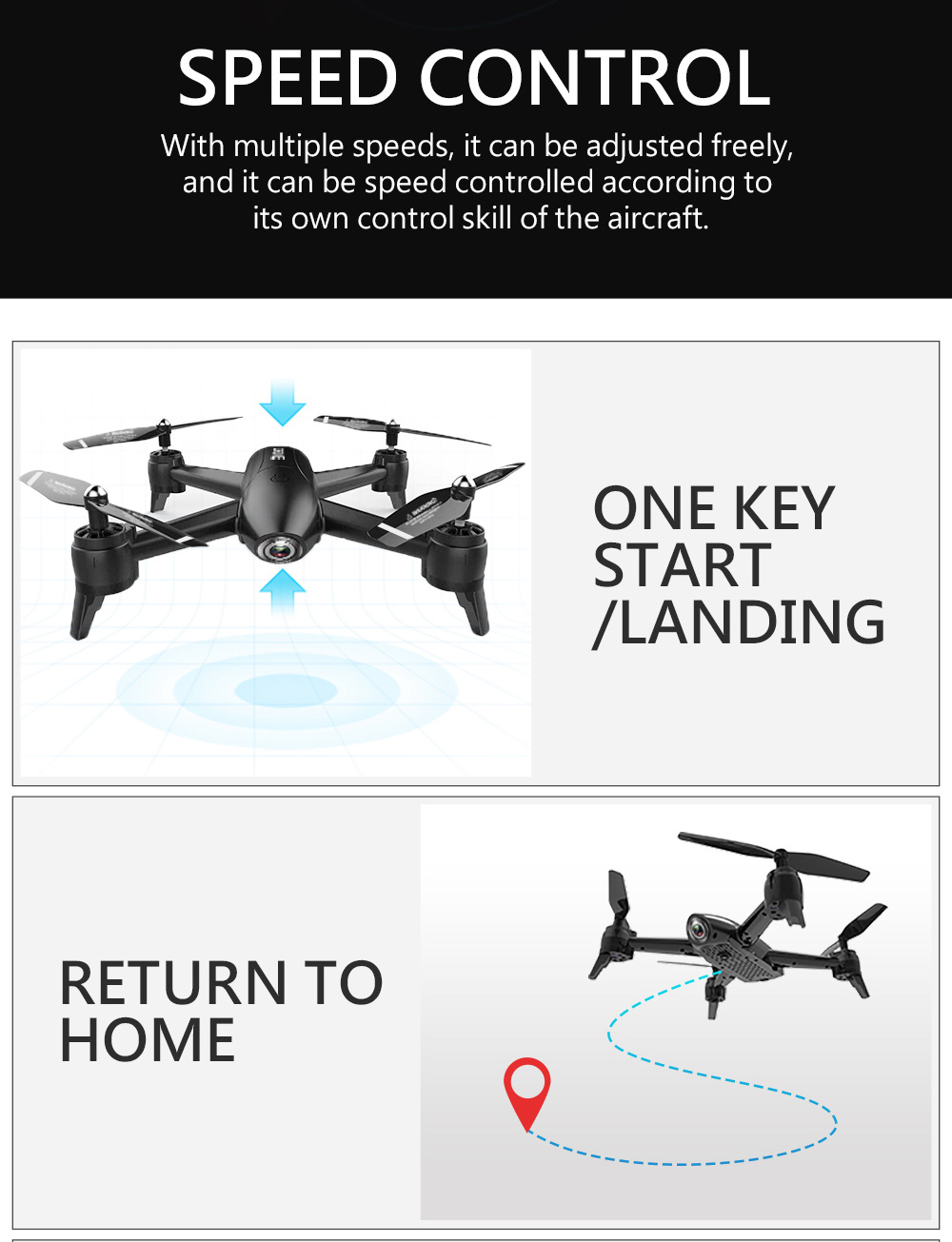 SG106 1080P WiFi FPV RC Drone Optical Flow Positioning RTF - Black