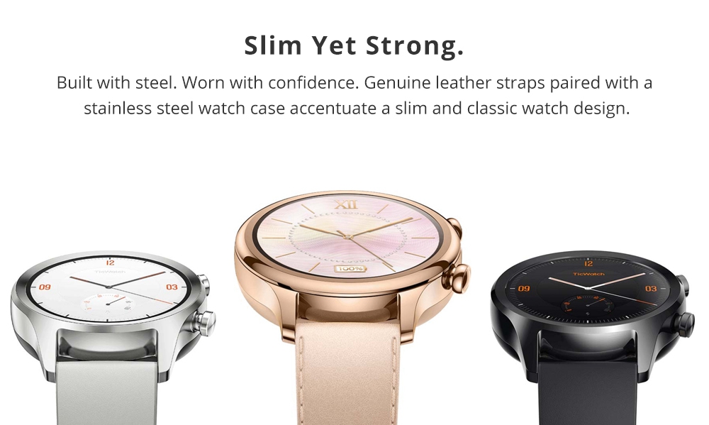 TicWatch C2 Smartwatch Wear OS by Google IP68 Built-in GPS Dynamic Heart Rate Monitor Fitness Tracker Google Pay - Rose Gold