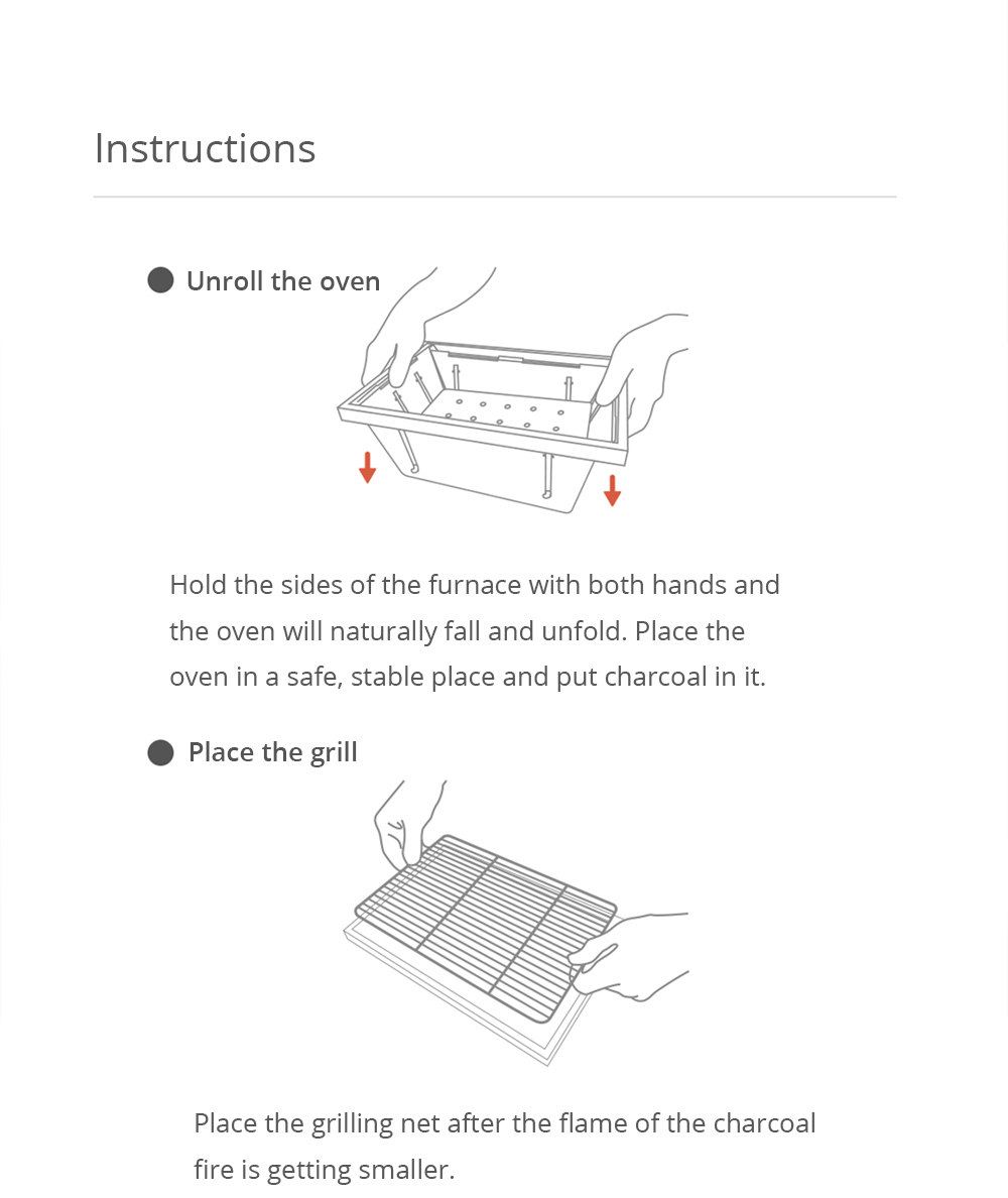 Xiaomi Zaofeng Portable Mini Outdoor Detachable Barbecue Grill - Silver