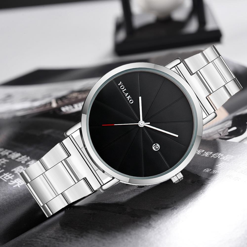 YOLAKO YK122 Casual Quartz Watch Stainless Steel Strap - Black + Rose Gold