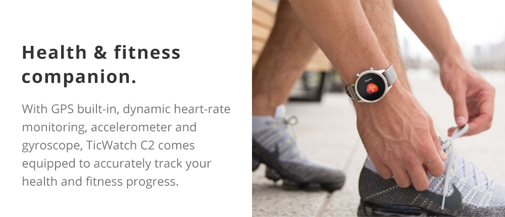 TicWatch C2 Smartwatch Wear OS by Google IP68 Built-in GPS Dynamic Heart Rate Monitor Fitness Tracker Google Pay - Rose Gold