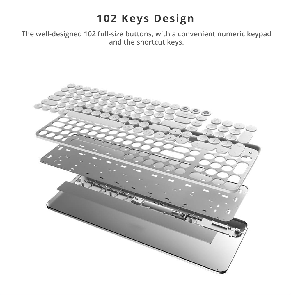 Xiaomi MIIIW Wireless Bluetooth / 2.4G Dual-mode Keyboard 102 Keys Ergonomics Ultra-thin Design - Black