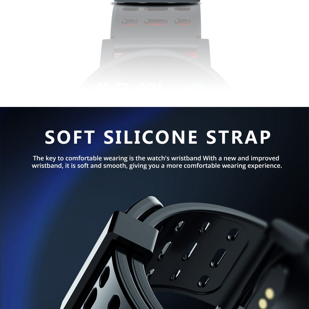 Makibes T3 Smart Watch 1.3 Inch IPS Screen Heart Rate Blood Pressure Monitor IP67 - Black