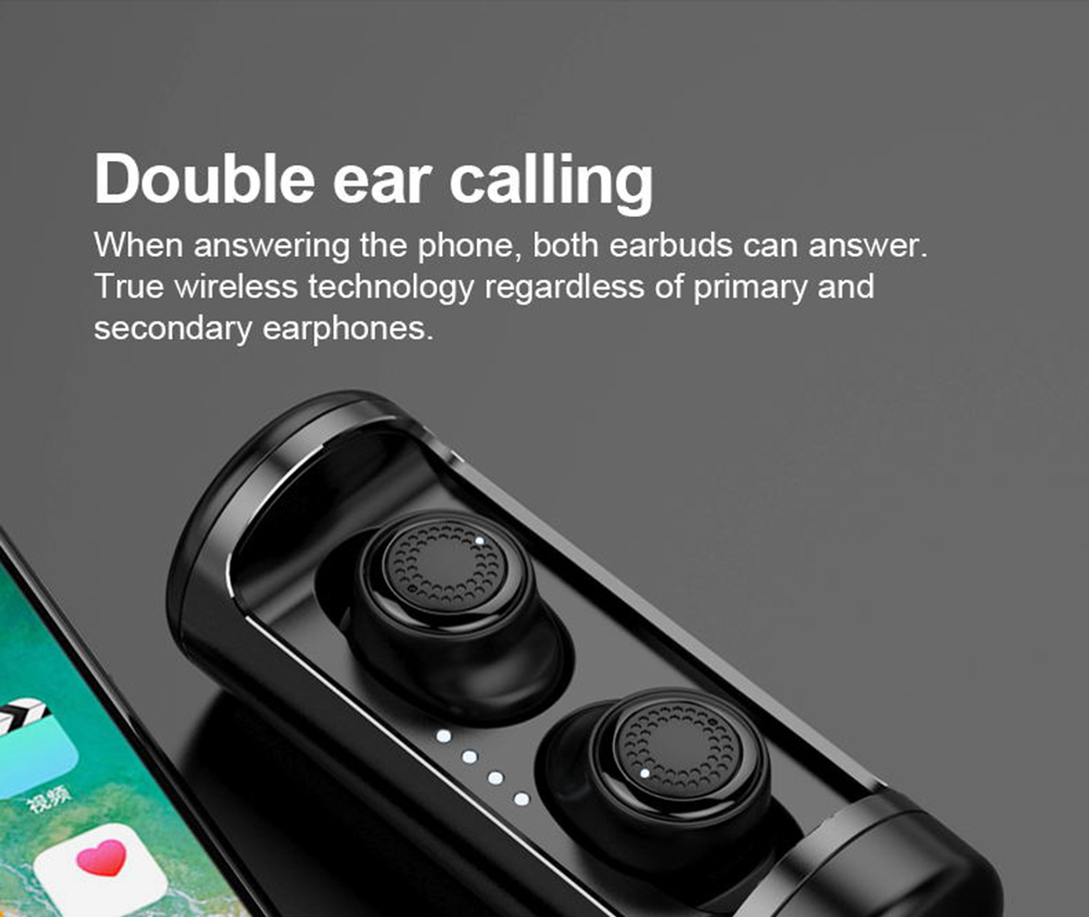 OVEVO Q63 TWS Bluetooth 5.0 Earbuds About 6 Hours Working Time IPX5 Water Resistant - Black