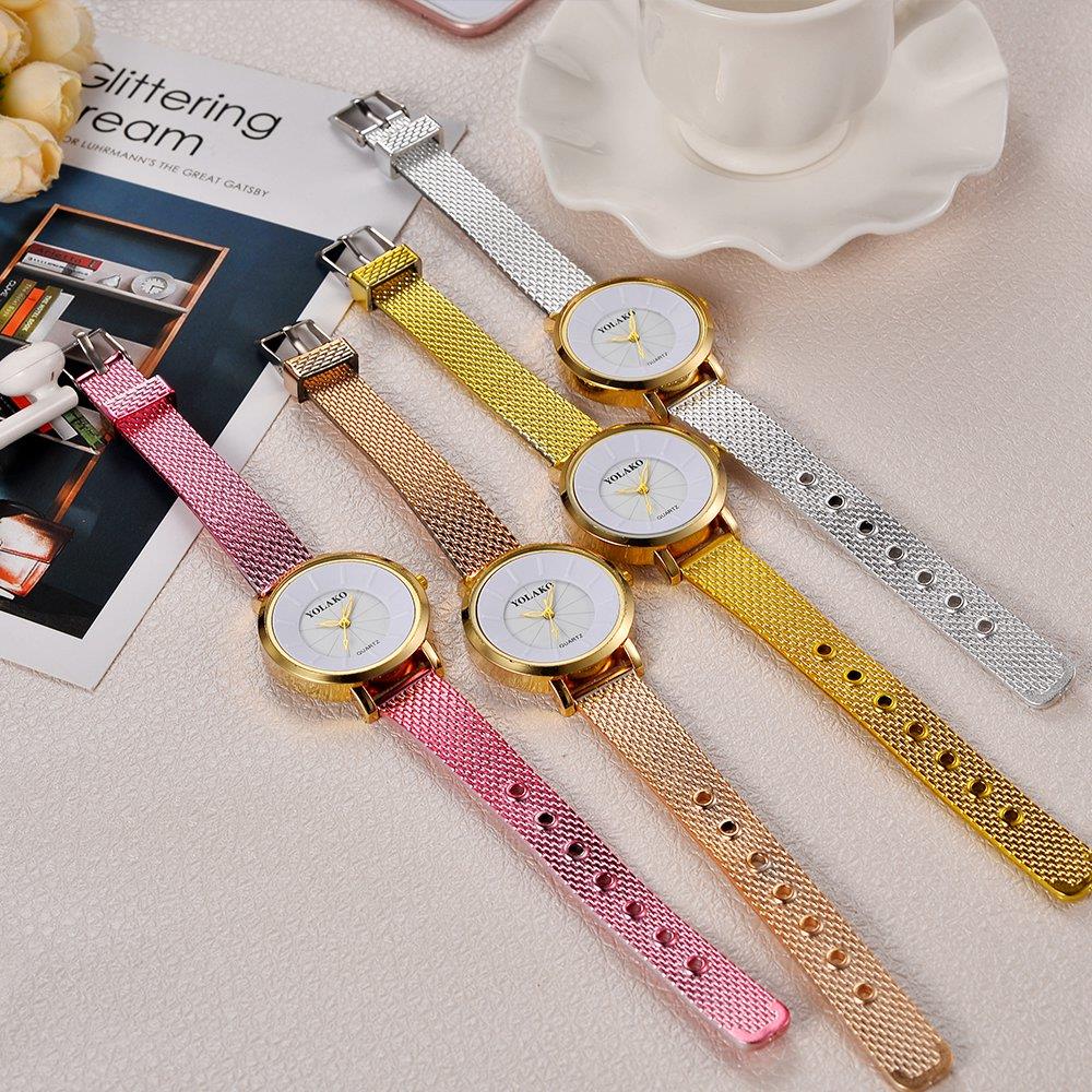 YOLAKO YK19 Women Casual Quartz Watch Plastic Leather Strap - Rose