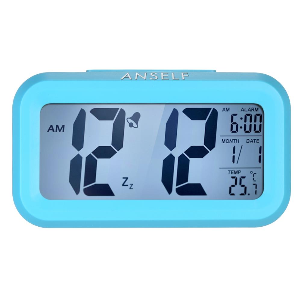LED Electronic Photosensitive Clock With Night Light Temperature Display - Blue