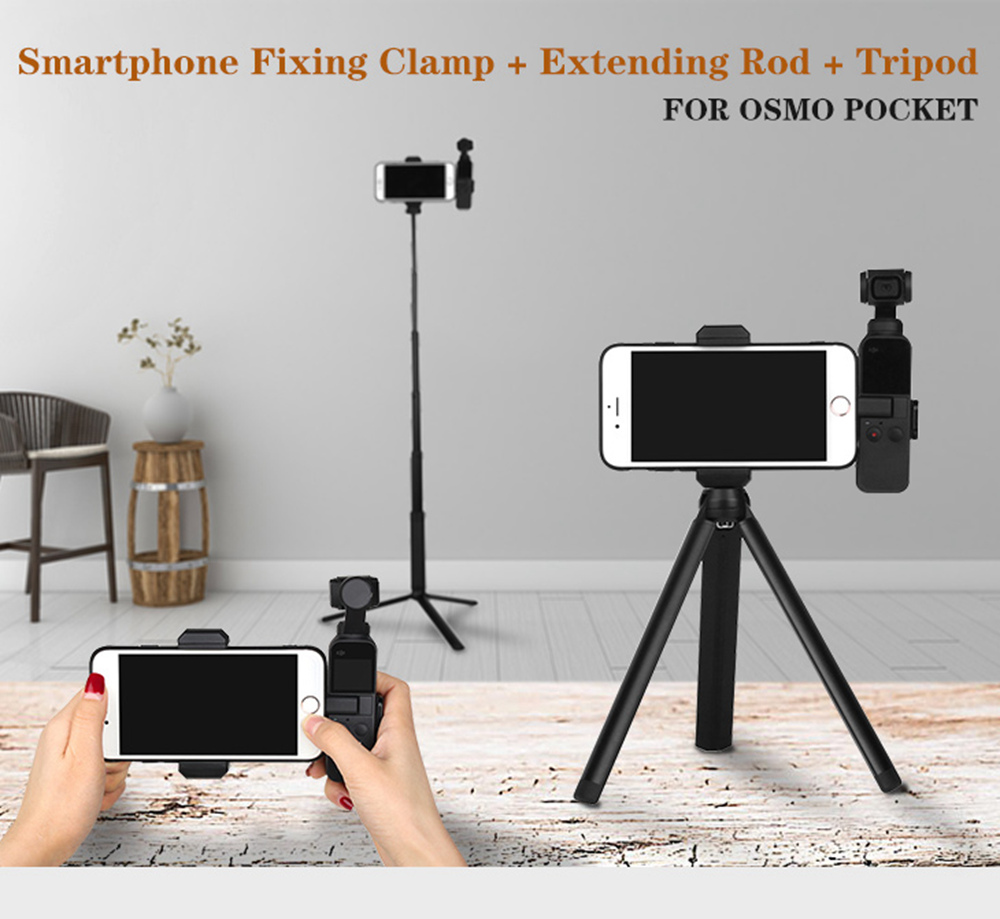 Sunnylife Phone Fixing Clamp + Extension Rod + Tripod for DJI OSMO Pocket Handheld Gimbal
