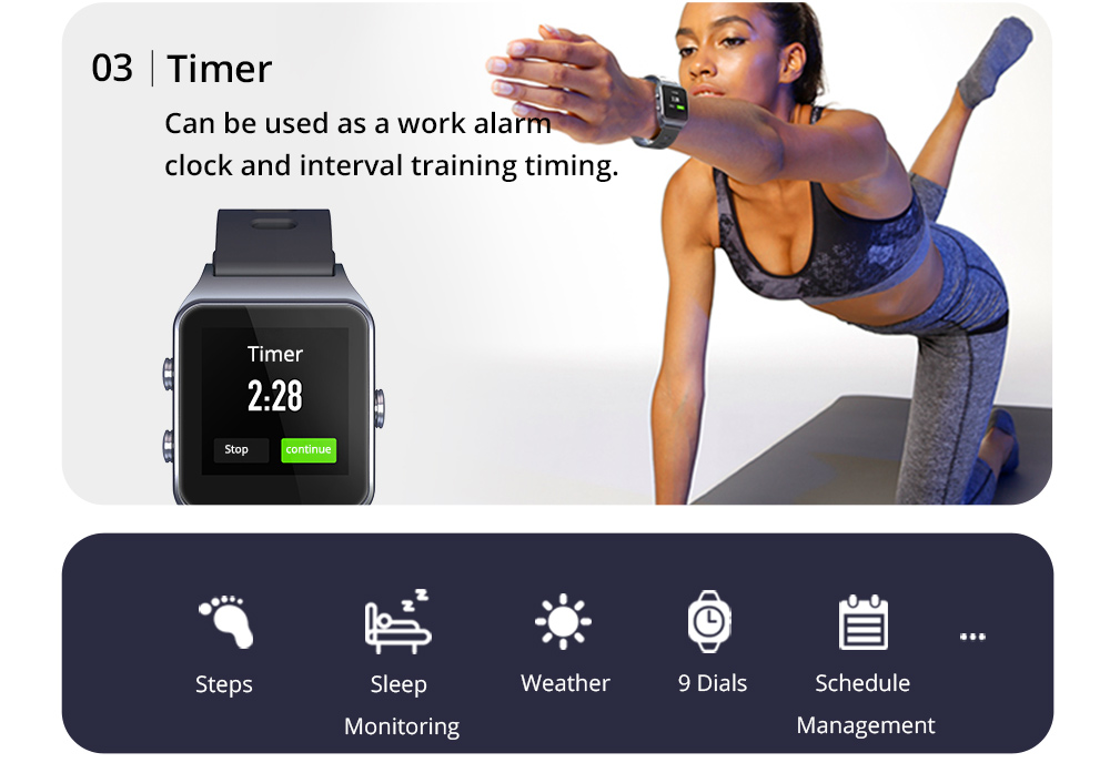 Makibes BR3 Smart Watch Support Strava 1.3 Inch IPS Color Touchscreen Built-in GPS Multi-sports Modes Heart Rate Monitor IP68 Waterproof Fitness Tracker - Gray