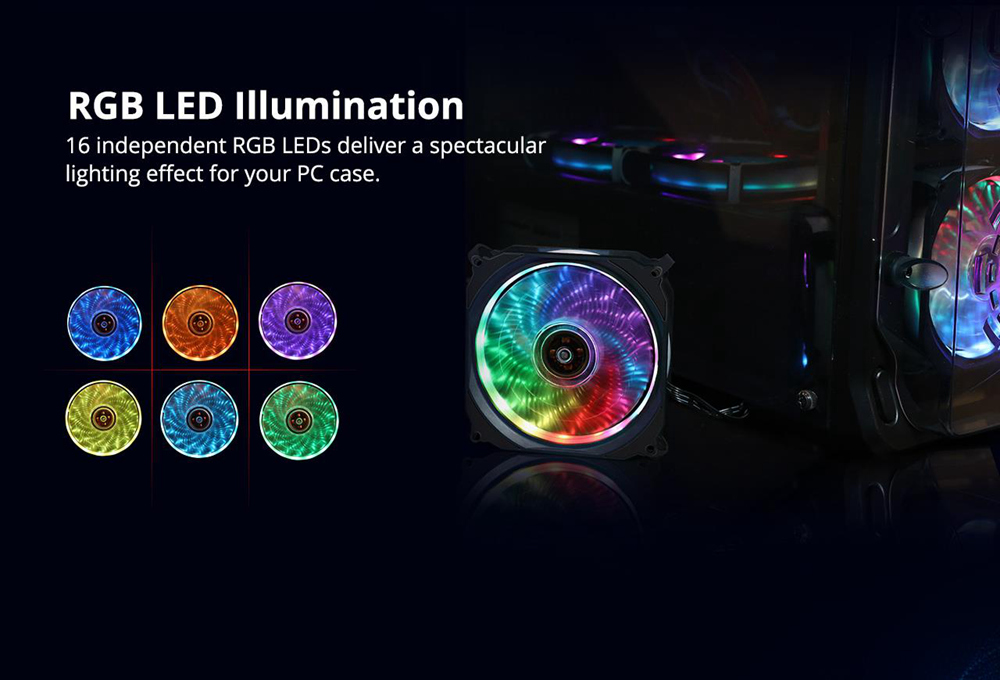 Tronsmart TF12 RGB 120mm PWM Cooling Fan with Controller 16 RGB LEDs Ultra-thin Blades Software Enabled 3 Pack