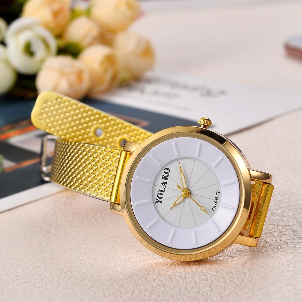 YOLAKO YK19 Women Casual Quartz Watch Plastic Leather Strap - Rose