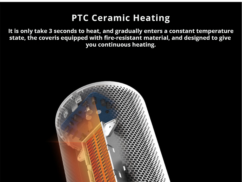 Xiaomi ARDOR Human Body Sensor Smart Space Heater Wide-angle Wind Over-heating Tip-over Design 3 Heat Settings - White