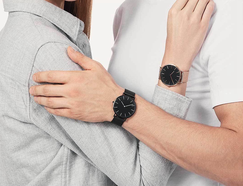 Xiaomi TwentySeventeen 5.5MM Ultra-thin Quartz Watch Synthetic Sapphire Lens Stainless Steel Strap - Black